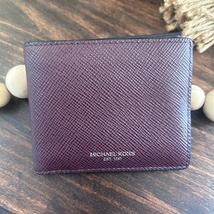 Michael Kors Men's Saffiano Leather Bifold Wallet - Plum/Burgundy